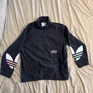 Adidas Black Half-Zip Sweatshirt with Red and White Accents